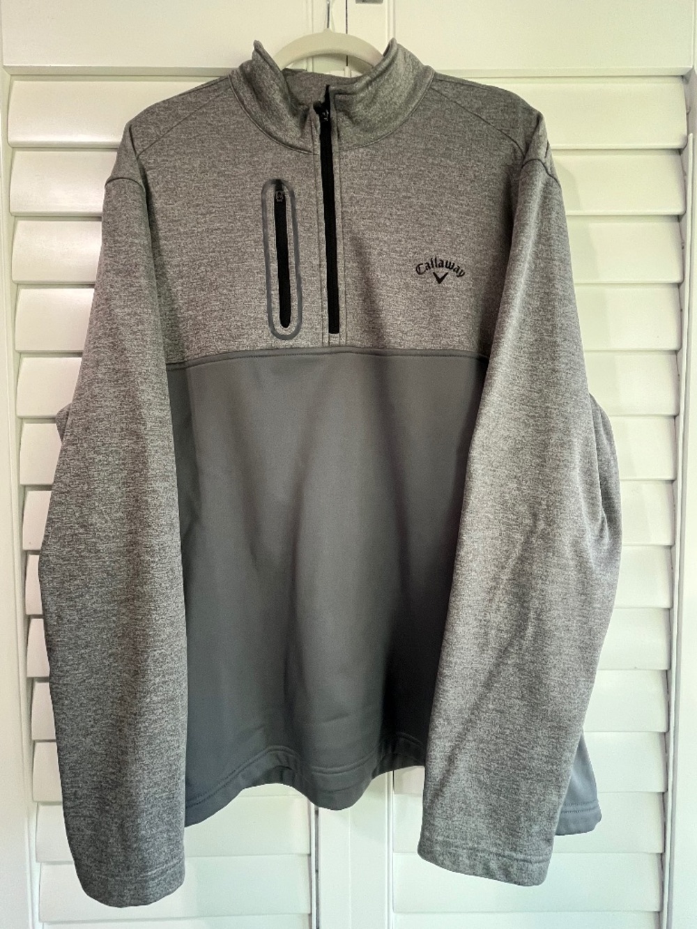 Callaway Golf Men's Long Sleeve Pullover 2 Tone Gray 2XL  3 Pocket 1/4 Zip